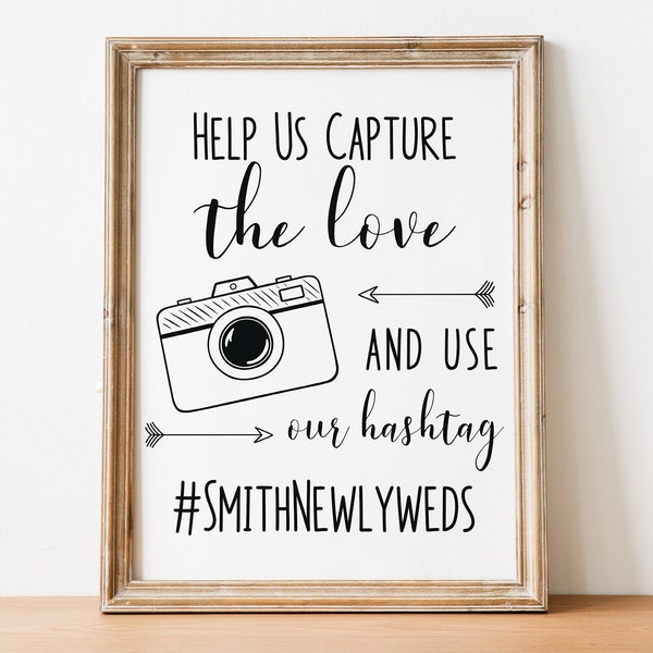 Help Us Capture the Love Printable Wedding Sign, Use Our Hashtag Wedding Sign, Wedding Poster, Rustic DIY Wedding, Instant Download