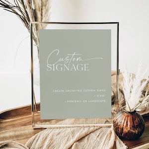 Sage Green Minimalist Custom Sign Template, Printable Sign, Editable Template, Custom Baby Shower Sign, Template Download, AB03