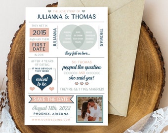 Infographie Save the Date, Wedding Save the Date Template, Imprimable, Rustic Save the Date, Wedding DIY, Instant Download, Fun Save the Date