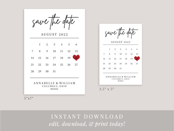 Calendar Save the Date Printable, Wedding Save the Date Template, Rustic Wedding DIY, Instant Download, Editable Template, Minimalist, AD01 - Etsy Israel calendar-save-the-date-printable-wedding-save-the-date-template-rustic-wedding-diy-instant-download-editable-template-minimalist-ad01-etsy-israel