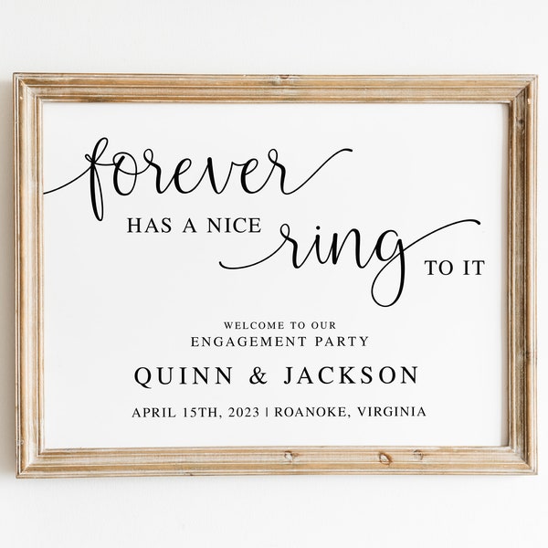 Forever Has A Nice Ring To It Engagement Party Welcome Sign Template, Printable Engagement Party Sign, Editable, Instant Download, DIY, AD02
