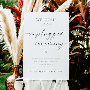 Minimalist Unplugged Ceremony Sign, Minimalist Unplugged Wedding Sign, Modern, Editable Template, Printable Sign, Instant Download, AD18