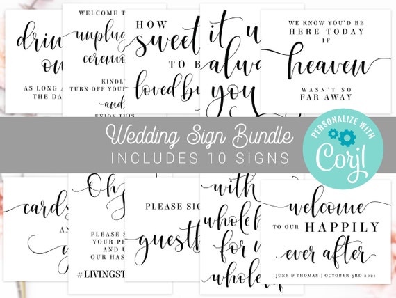 Printable Wedding Sign Bundle Sign Templates Set of 10 - Etsy