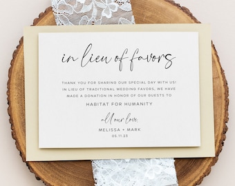 In Lieu Of Favors Wedding Template, Printable In Lieu Of Favors Table Card, Editable Insert, Instant Download, Wedding DIY, Table Sign, AD26