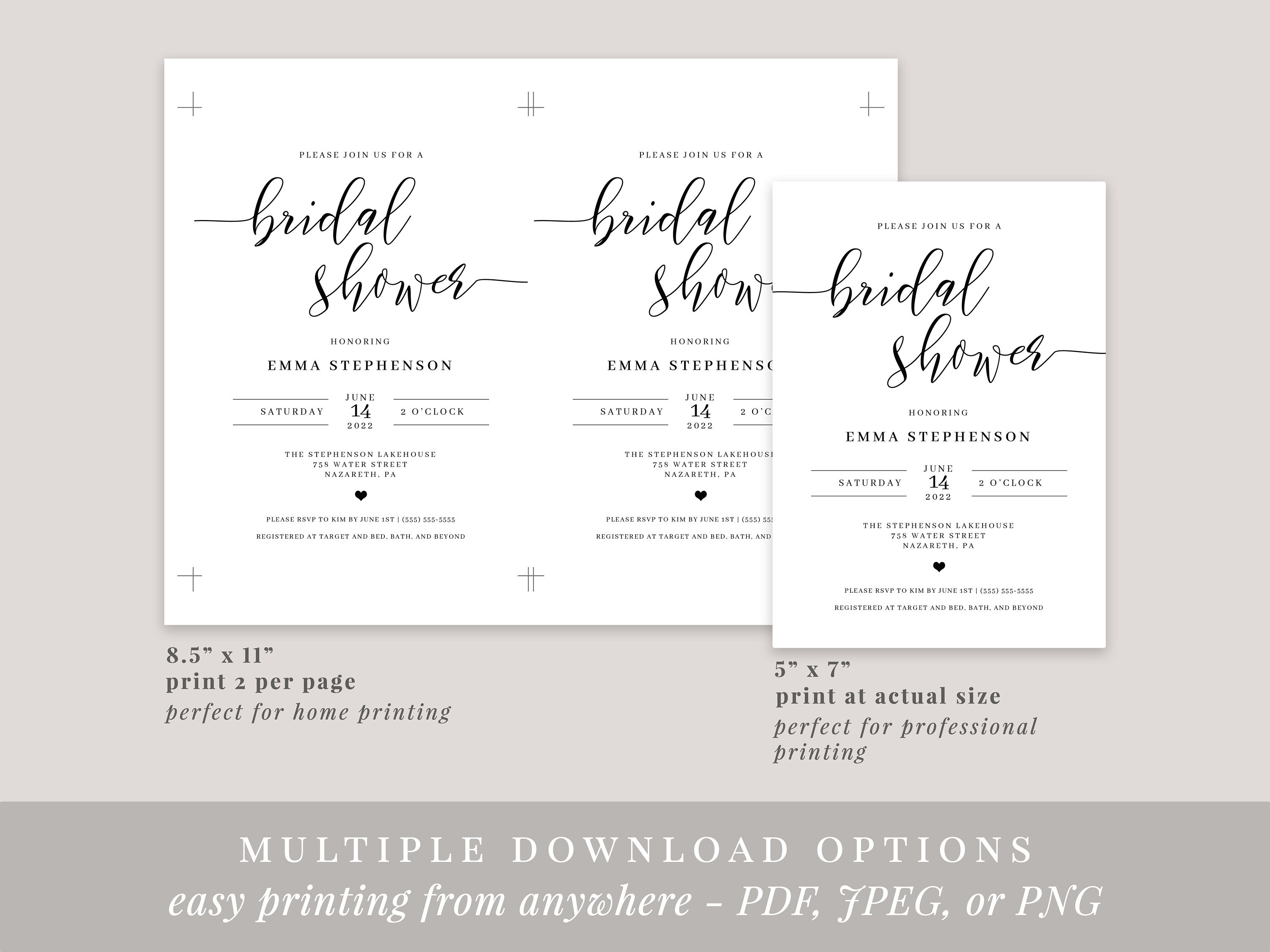 Printable Bridal Shower Invitation Template Editable - Etsy
