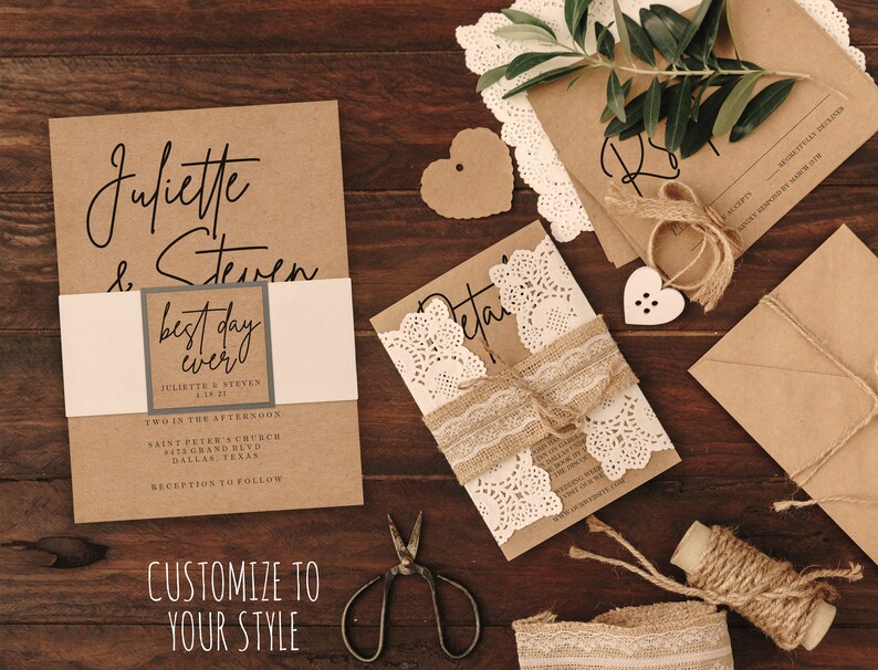 Printable Wedding Invitation Set Template Handwriting Rustic Invitation Printable Template Instant Download Wedding DIY