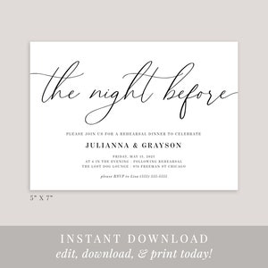 The Night Before Wedding Rehearsal Invitation Template, Printable Rehearsal Dinner Invitation, Editable, Instant Download, Wedding DIY, AD70 image 3