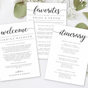 Printable Wedding Welcome Card, Welcome Bag Insert, Welcome Card Template, Wedding Weekend Itinerary, Download, Wedding DIY, Editable, AD15