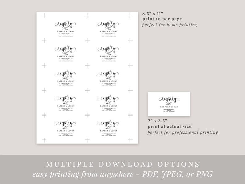 Registry Wedding Invitation Insert Printable Invitation Etsy