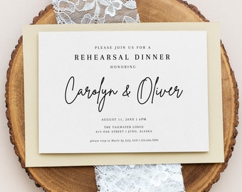 Invitation de dîner de répétition de mariage, modèle imprimable, téléchargement, mariage modifiable, élégant, répétition de mariage rustique, minimaliste, AD01