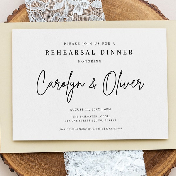 Wedding Rehearsal Dinner Invitation, Printable Template, Download, Editable, Elegant Wedding, Rustic, Minimalist Wedding Rehearsal, AD01