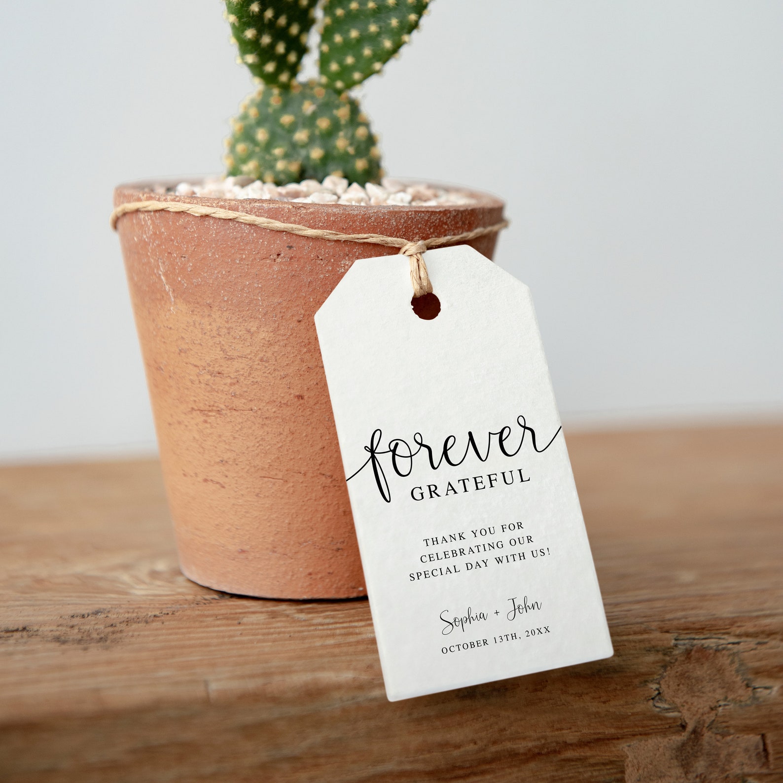 Forever Grateful Wedding Favor Thank You Tag Template, Minimalist ...