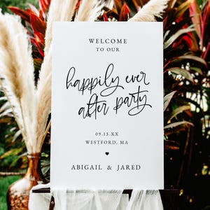 Happily Every After Party Welcome Sign Template, Wedding Reception Sign, Wedding Welcome Sign, Reception Party, Printable, Editable, AD06