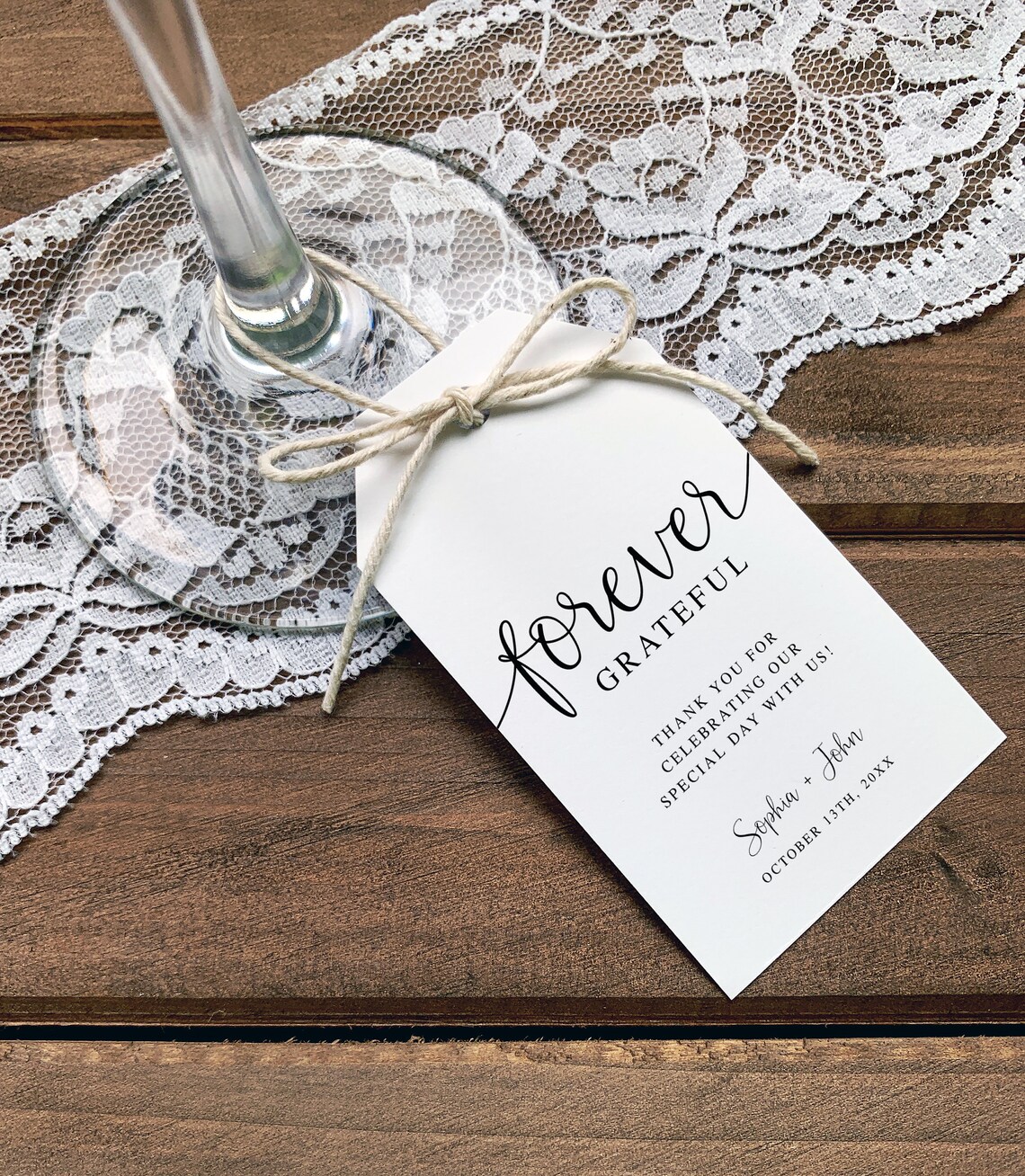 Forever Grateful Wedding Favor Thank You Tag Template, Minimalist ...