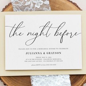 The Night Before Wedding Rehearsal Invitation Template, Printable Rehearsal Dinner Invitation, Editable, Instant Download, Wedding DIY, AD70 image 1