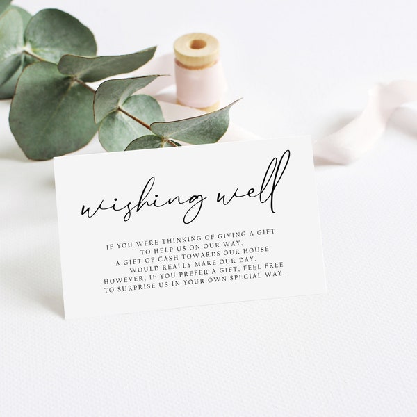 Printable Wishing Well Wedding Invitation Insert, Editable Wishing Well Template, Instant Download, Wedding DIY, Wishing Well Card, AD48