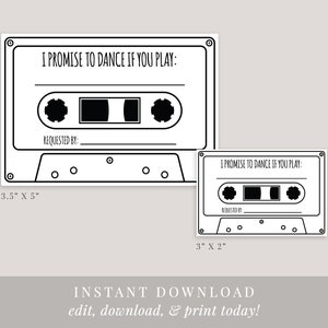 Song Request Invitation Insert Card, Printable Cassette Tape Song Request Card, Wedding Invitation Insert Template, Download, Rustic, AD21 image 2