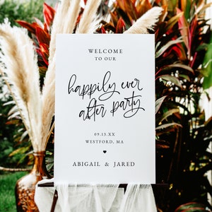 Happily Every After Party Welcome Sign Template, Wedding Reception Sign, Wedding Welcome Sign, Reception Party, Printable, Editable, AD06