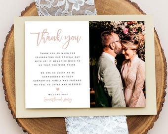 Photo Thank You Card Template, Editable Photo Wedding Thank You Card, Instant Download, Wedding DIY, Wedding Photo Thank You, Printable