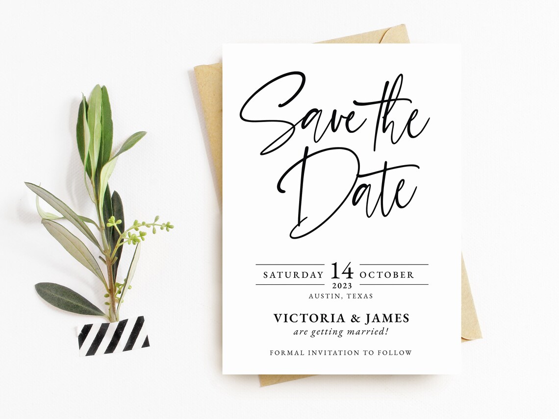 Script Save the Date Template Printable Save the Date - Etsy