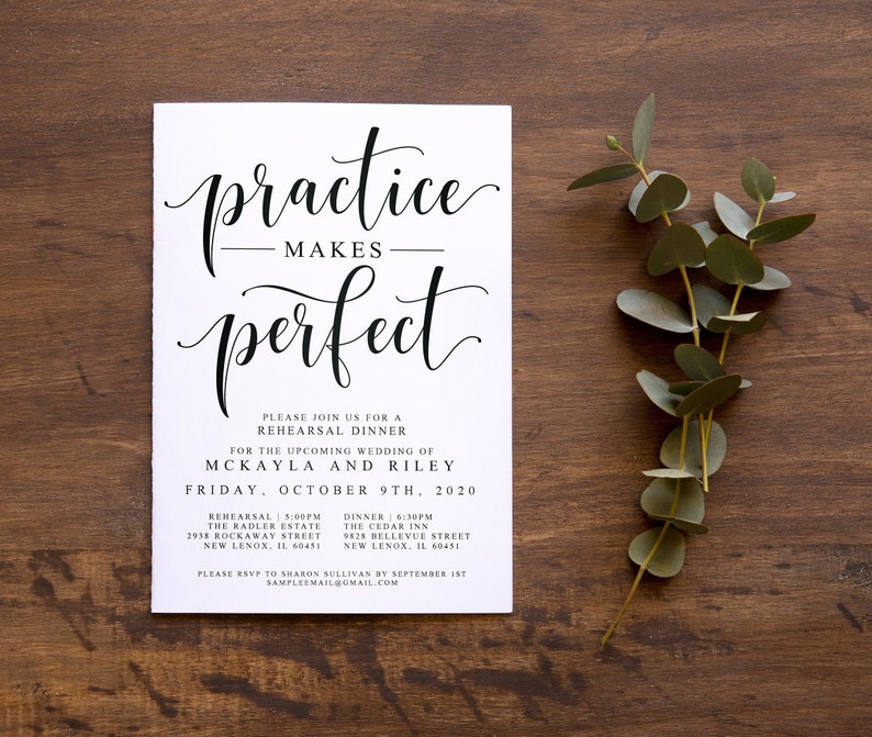 Printable Rehearsal Dinner Invitation, Practice Makes Perfect Rehearsal Invitation Editable Template, Instant Download, Wedding DIY, AD04 image 7