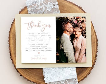 Photo Thank You Card Template, Editable Photo Wedding Thank You Card, Instant Download, Wedding DIY, Wedding Photo Thank You, Printable