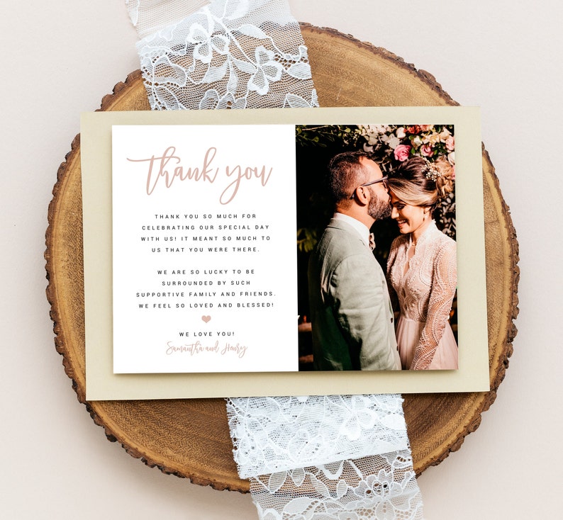 Photo Thank You Card Template Editable Photo Wedding Thank image 1