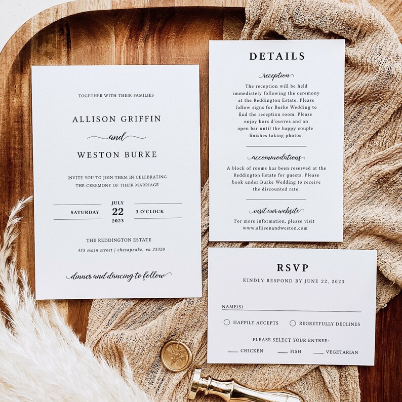 Wedding Invitation Set Printable Wedding Invitation Set - Etsy