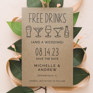 Save the Date Card, Printable Save the Date Template, Wedding Save the Date  Card, Rustic Kraft Save the Date Card, VW01 