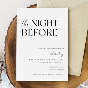 The Night Before Minimalist Wedding Rehearsal Dinner Invitation Template, Printable Rehearsal Invite, Instant Download, Editable, DIY, AD25