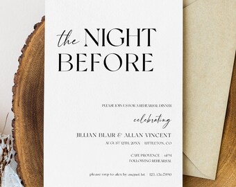 The Night Before Minimalist Wedding Rehearsal Dinner Invitation Template, Printable Rehearsal Invite, Instant Download, Editable, DIY, AD25