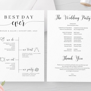Timeline Wedding Program Template, Order of Ceremony Program, Editable ...
