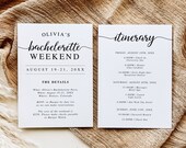 Bachelorette Weekend Itinerary Template, Printable Bachelorette Weekend Schedule, Editable, Instant Download, Hens Party, Wedding DIY, AD15