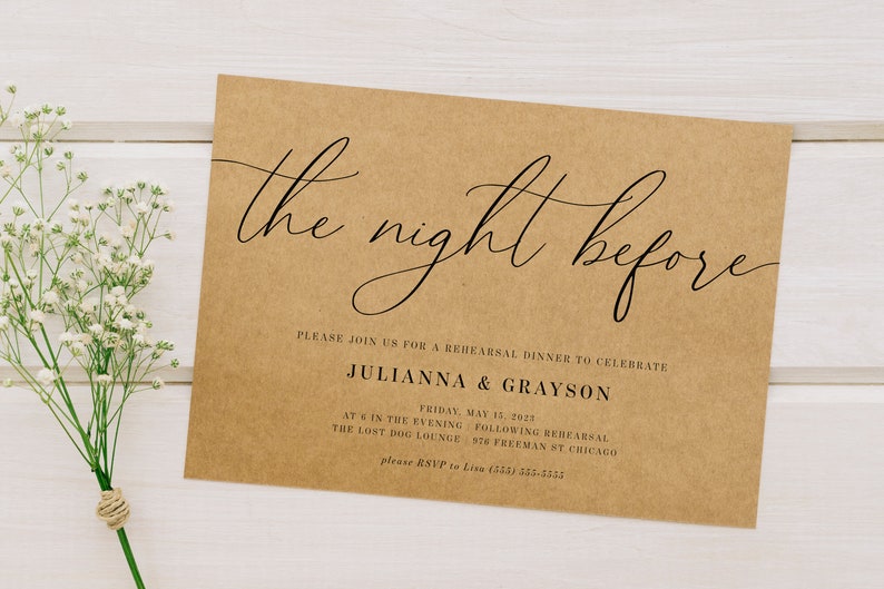 The Night Before Wedding Rehearsal Invitation Template, Printable Rehearsal Dinner Invitation, Editable, Instant Download, Wedding DIY, AD70 image 2