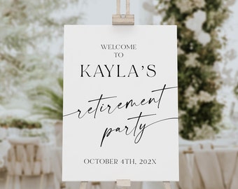 Minimalist Retirement Party Sign Template, Retirement Party Welcome Sign, Retirement Party Poster, Printable, Editable, AD18