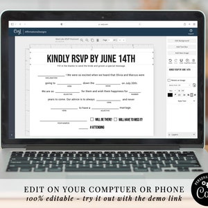 Mad Libs Wedding RSVP Postcard Template, Printable Fill in the Blank RSVP Card for Wedding ...