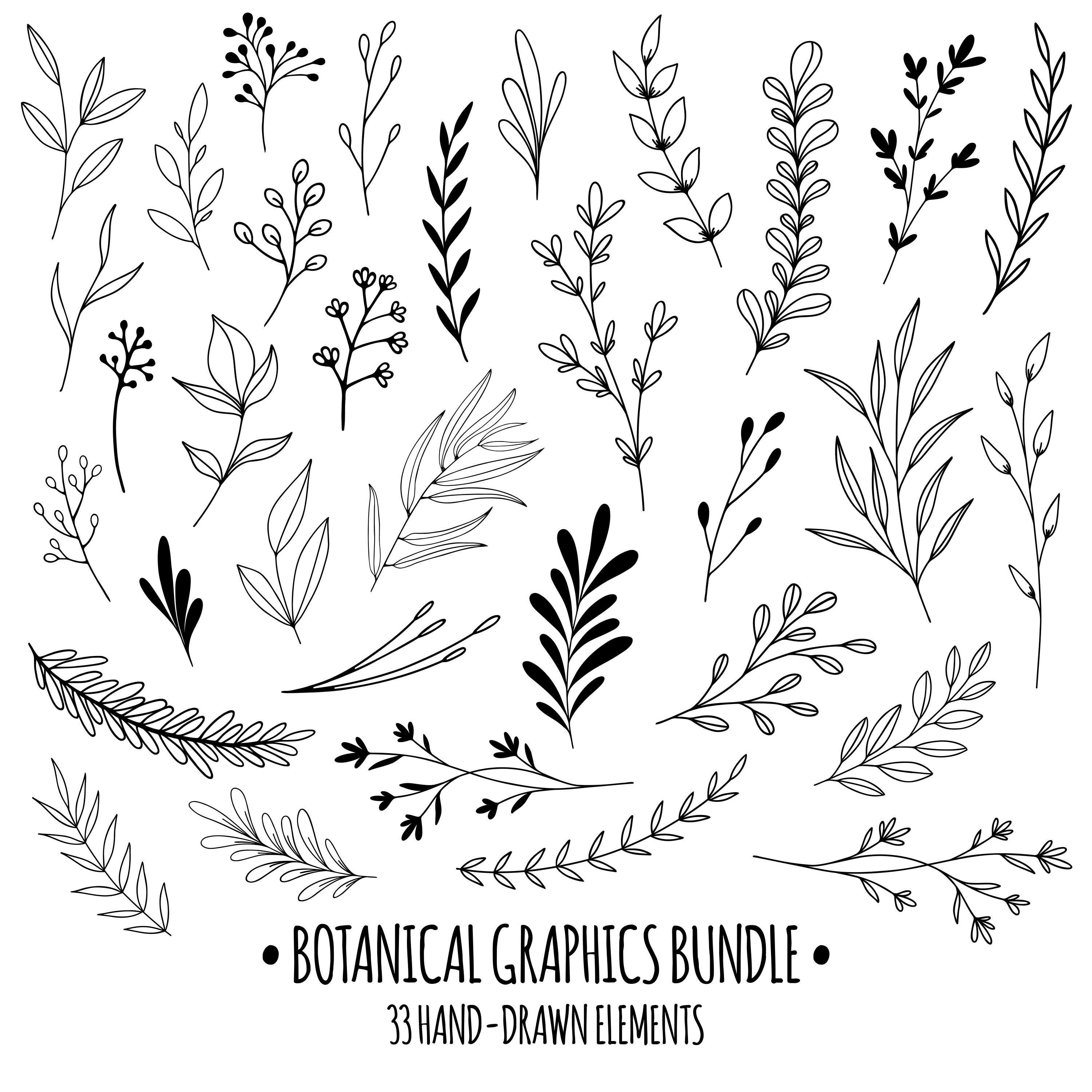 Rustic Graphics Bundle, Hand-drawn Graphics Clipart, Rustic Wedding DIY ...