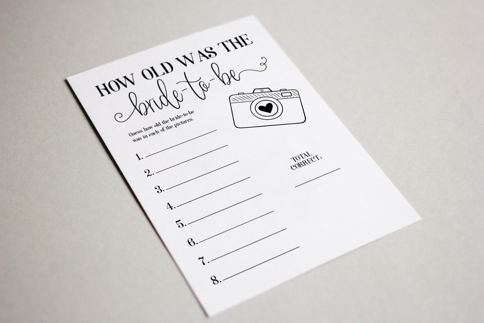 How Old Was the Bride-to-be Printable Bridal Shower Game | Etsy