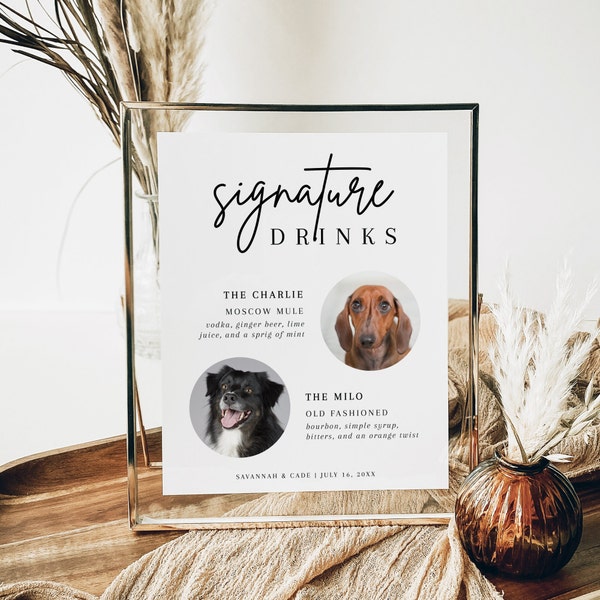 Pet Signature Drink Sign, Dog Signature Drink Sign Template, Wedding Signature Drinks Sign, Wedding Sign, Dog Signature Cocktails SignAD01