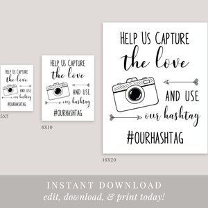Help Us Capture the Love Printable Wedding Sign, Use Our Hashtag ...