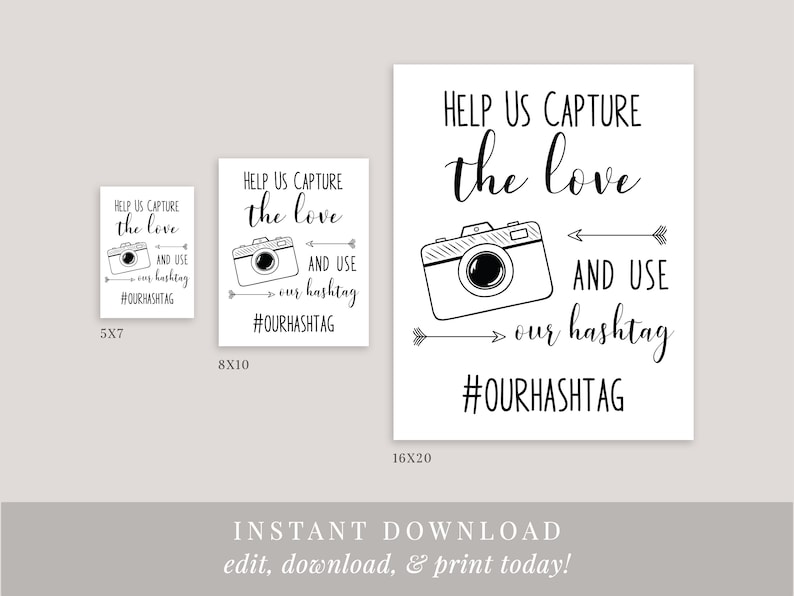Help Us Capture the Love Printable Wedding Sign Use Our | Etsy