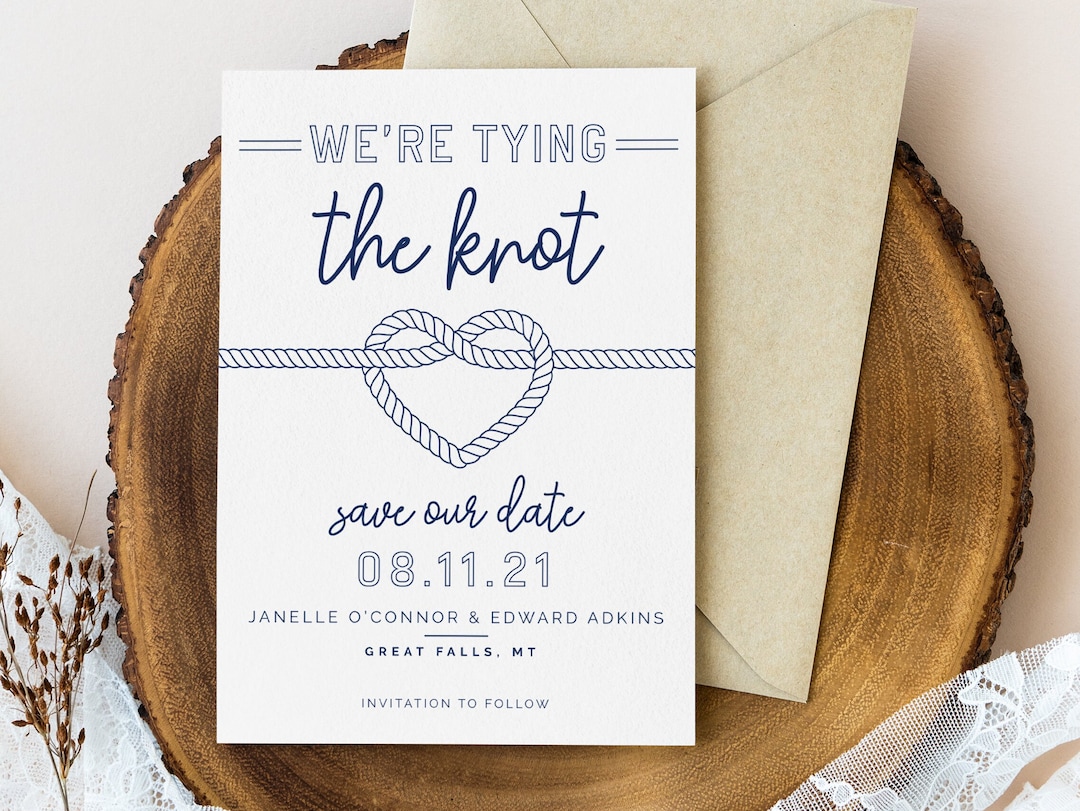 Printable Save the Date Template, Tying the Knot, Editable Save