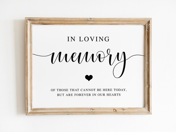 In Loving Memory Printable Wedding Sign Editable Wedding Sign | Etsy