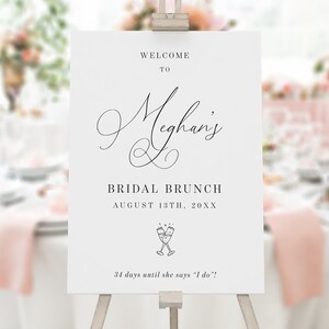 Minimalist Script Bridal Brunch Welcome Sign Template, Printable Bridal Shower Sign, Elegant Script, Editable, Instant Download, AD70