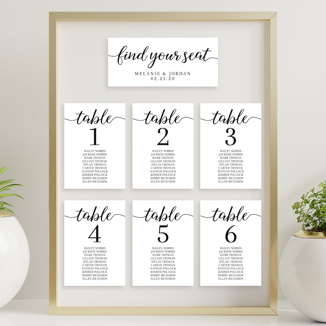 Printable Wedding Seating Plan Editable Template, Find Your Seat ...