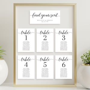 Modelo editável de plano de assentos de casamento para impressão, gráfico de assentos de casamento, números de mesa, download instantâneo, DIY de casamento, AD15