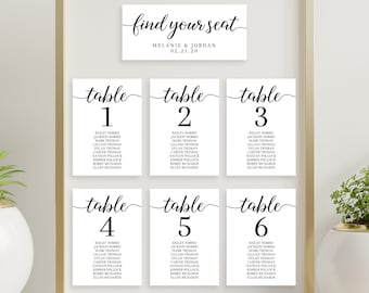 Printable Wedding Seating Plan Editable Template, Find Your Seat Wedding Seating Chart, Table Numbers, Instant Download, Wedding DIY, AD15