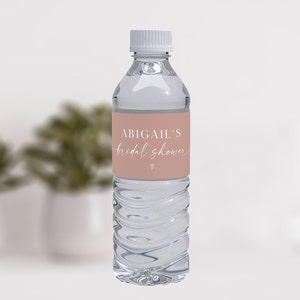 Minimalist Bridal Shower Water Bottle Label Template, Printable Water ...