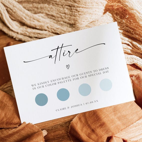Minimalist Wedding Attire Card, Wedding Attire Guide, Wedding Invitation  Insert, Enclosure Card, Editable Template, Printable Download, AD18