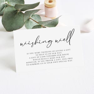 Afdrukbare wensput huwelijksuitnodiging invoegen, bewerkbare wensputsjabloon, instant download, bruiloft DIY, wensputkaart, AD48